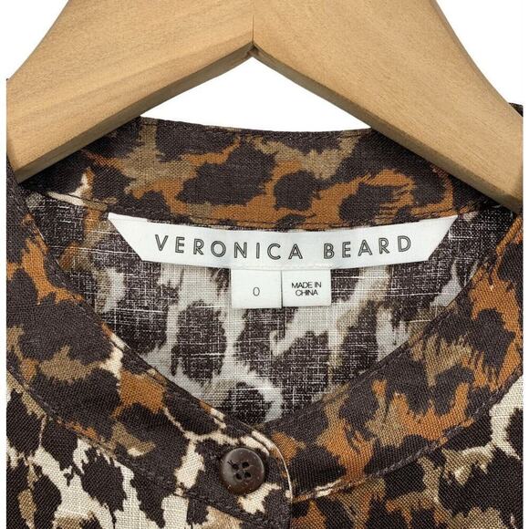 Veronica Beard Hanneli Animal Print Linen Shirtdress Womens Size 0 NWOT $495 - Picture 5 of 14
